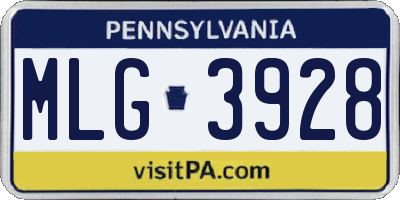 PA license plate MLG3928
