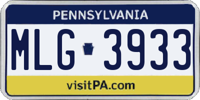 PA license plate MLG3933