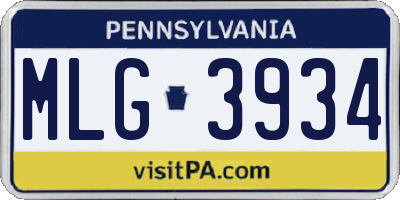 PA license plate MLG3934