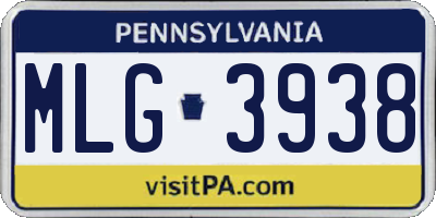 PA license plate MLG3938