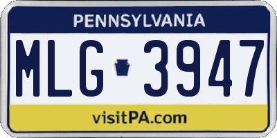 PA license plate MLG3947