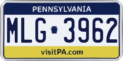PA license plate MLG3962