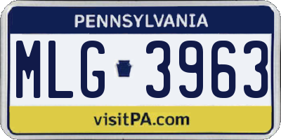 PA license plate MLG3963