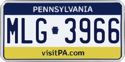 PA license plate MLG3966