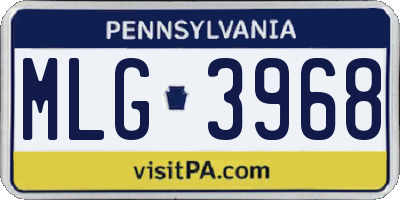 PA license plate MLG3968