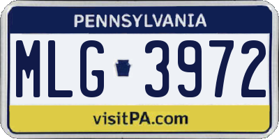PA license plate MLG3972