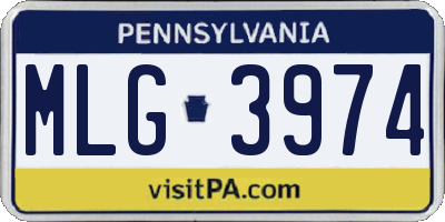 PA license plate MLG3974