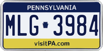 PA license plate MLG3984