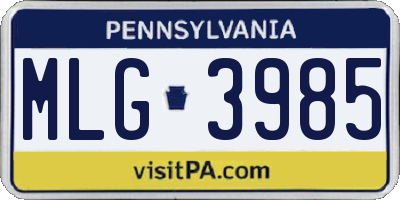 PA license plate MLG3985
