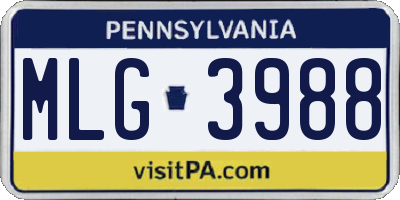PA license plate MLG3988