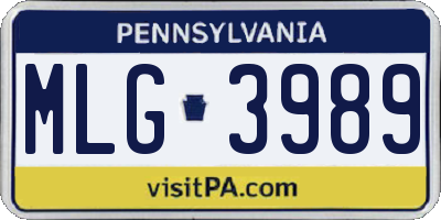 PA license plate MLG3989