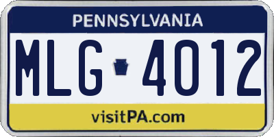 PA license plate MLG4012