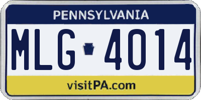 PA license plate MLG4014
