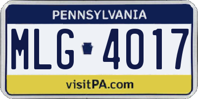 PA license plate MLG4017