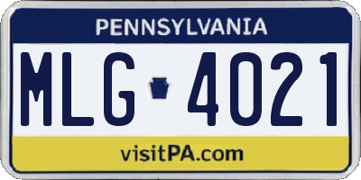 PA license plate MLG4021