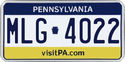 PA license plate MLG4022