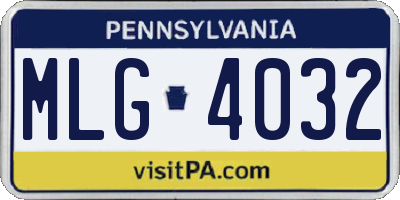 PA license plate MLG4032