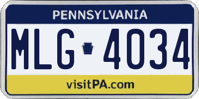 PA license plate MLG4034