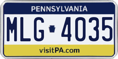 PA license plate MLG4035