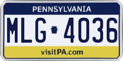 PA license plate MLG4036