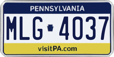 PA license plate MLG4037
