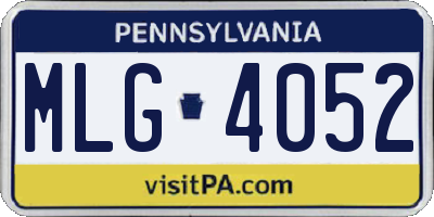 PA license plate MLG4052