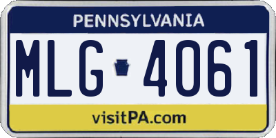 PA license plate MLG4061