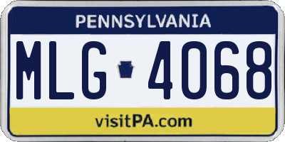 PA license plate MLG4068