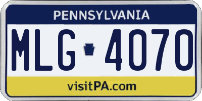 PA license plate MLG4070