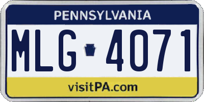 PA license plate MLG4071