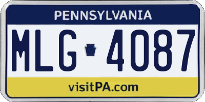 PA license plate MLG4087