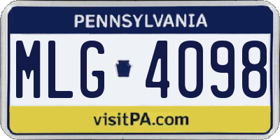 PA license plate MLG4098