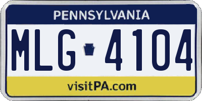 PA license plate MLG4104