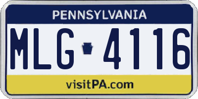 PA license plate MLG4116