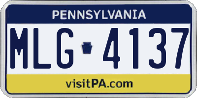 PA license plate MLG4137