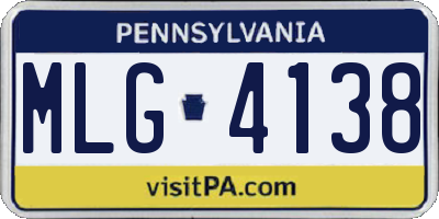 PA license plate MLG4138