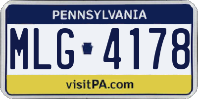 PA license plate MLG4178