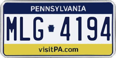PA license plate MLG4194