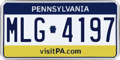 PA license plate MLG4197