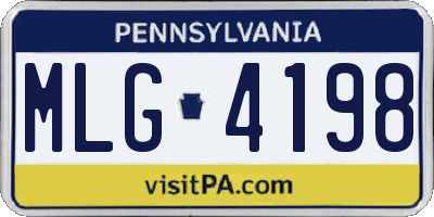 PA license plate MLG4198