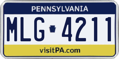 PA license plate MLG4211