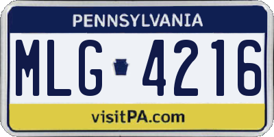 PA license plate MLG4216