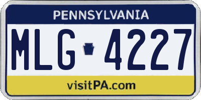 PA license plate MLG4227