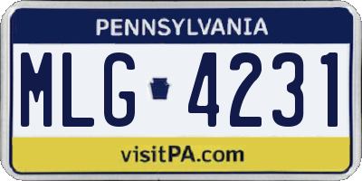 PA license plate MLG4231