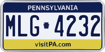 PA license plate MLG4232