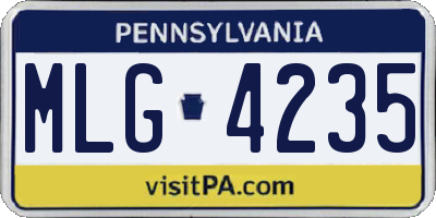PA license plate MLG4235