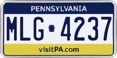 PA license plate MLG4237