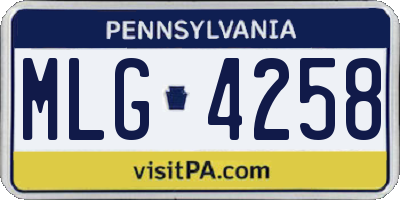 PA license plate MLG4258