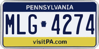 PA license plate MLG4274
