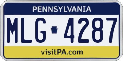 PA license plate MLG4287